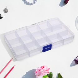 12912 15 Grids Jewelry Organizer Plastic Jewelry Organizer Box Clear Jewelry Organizer Box Plastic Bead Organizers With Adjustable Dividers For Herbs Pills Bead Jewelry And Other Small Item (1 Pc)