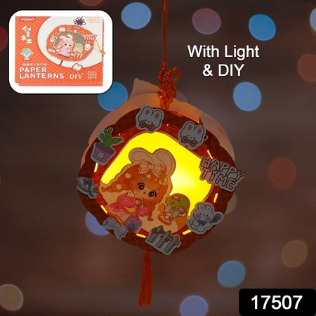 17507 Diy Traditional Lanterns Handmade Cartoon Paper Lanterns Antique Portable Lantern Hollow-out Projection Luminescent Led Lamp Diy Hanging Paper Lanterns For Festival Party Decor