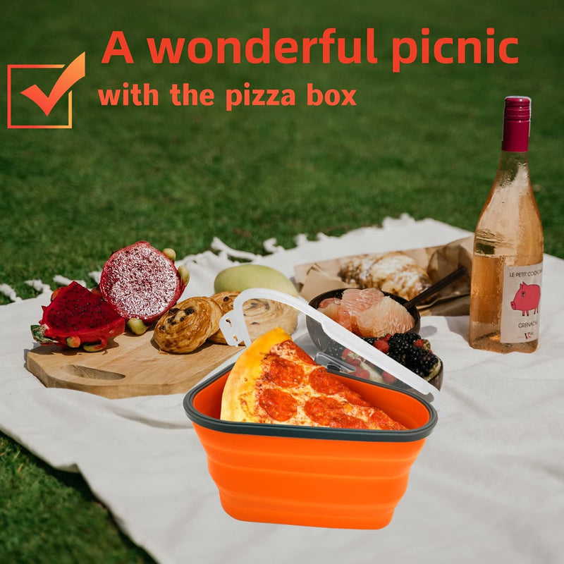 10026 Reusable Pizza Storage Containers With 5 Microwavable Serving Trays Silicone Container Expandable  Adjustable For Packing Pizza At Home  Outdoor