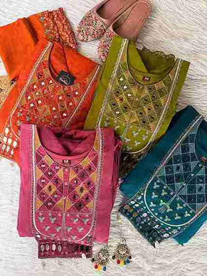 Embroidered Mirror Work Kurti Set Vibrant Ethnic Elegance