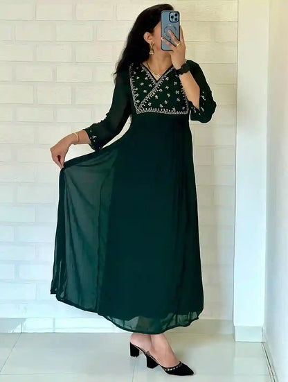 BLOOMING GEORGETTE BEAUTIFUL HANDWORK KURTI