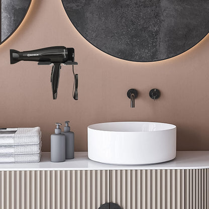 Hair Dryer Holder Wall Mounted Space Plastic Drill Blow Dryer Organizer Rack For Hair Tool Bedroom Bathroom
