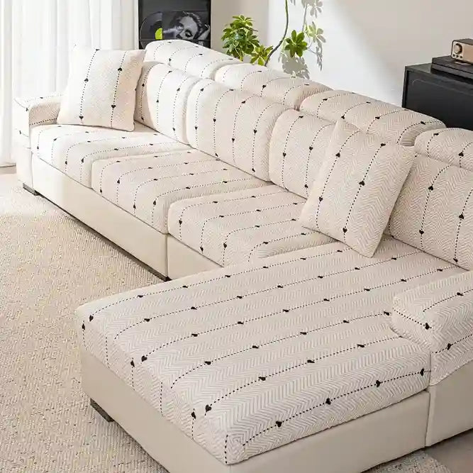 White Heart Print Sofa Cover