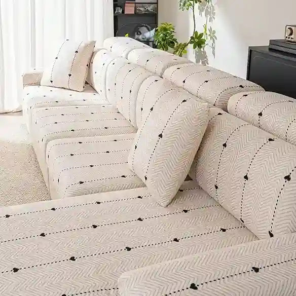 White Heart Print Sofa Cover