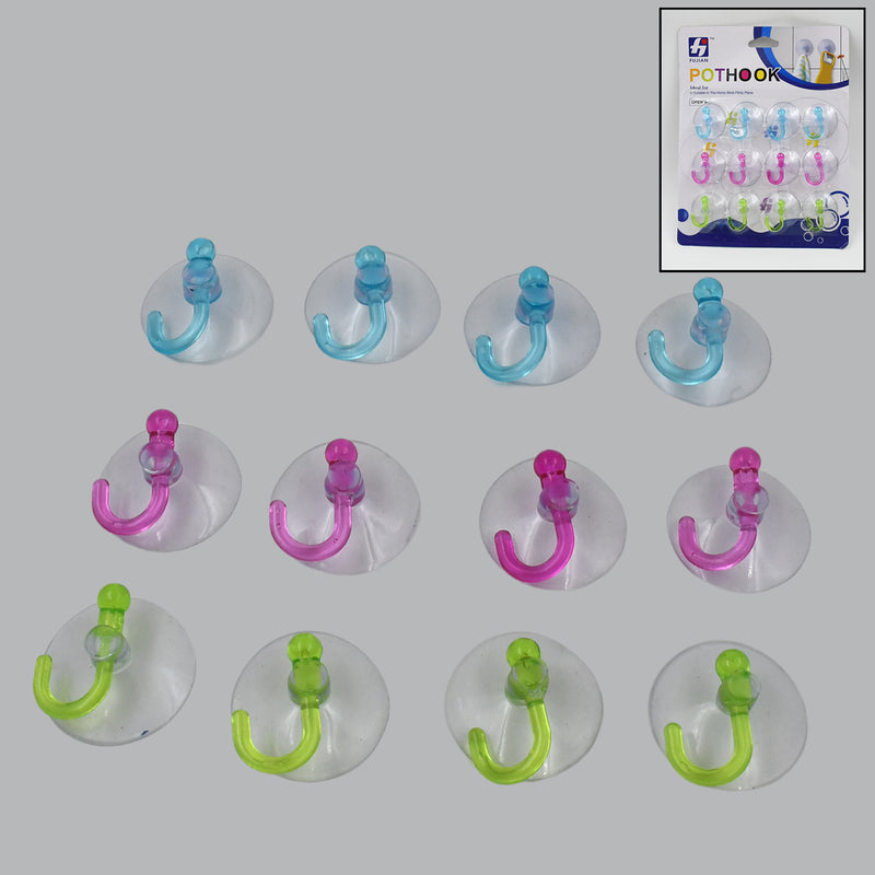 Transparent Rubber Vacuum Sucker Hooks Hanger Strong Suction Cup (12 Pc)