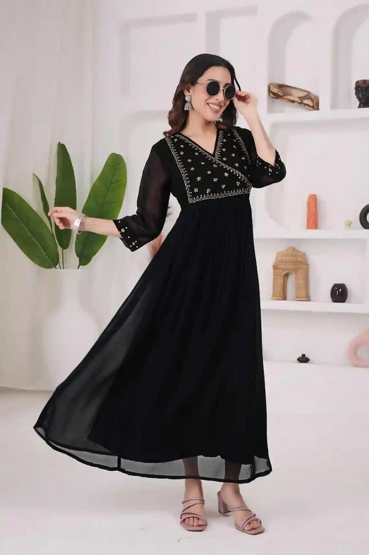 BLOOMING GEORGETTE BEAUTIFUL HANDWORK KURTI