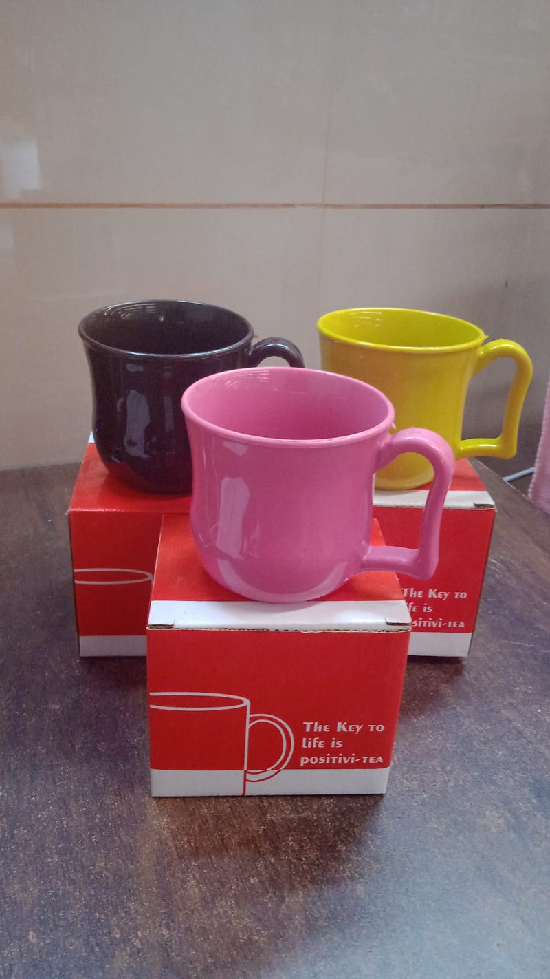 Premium Plastic Coffee  Tea Cups  Mug With Handle (1 Pc  With Color Box  Mix Color)