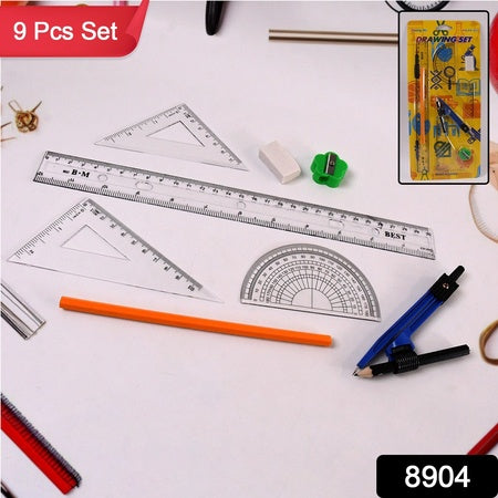 9 In 1 Stationery Set For School Student Office Draft Rulers