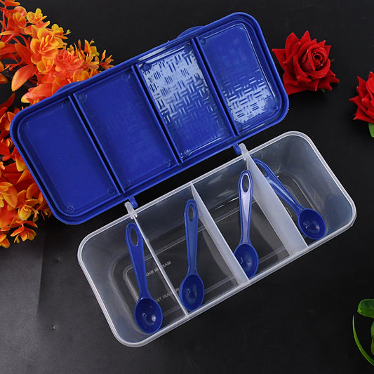 Kitchen Multipurpose Air-tight 4 Sections Storage Containers  Masala Box (1 Set)