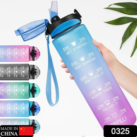 0325 Motivational Water Bottle With Straw  Time Marker Bpa-free Tritan Portable Gym Water Bottle Leakproof Reusable Special Design For Your Sports Activity Hiking Camping