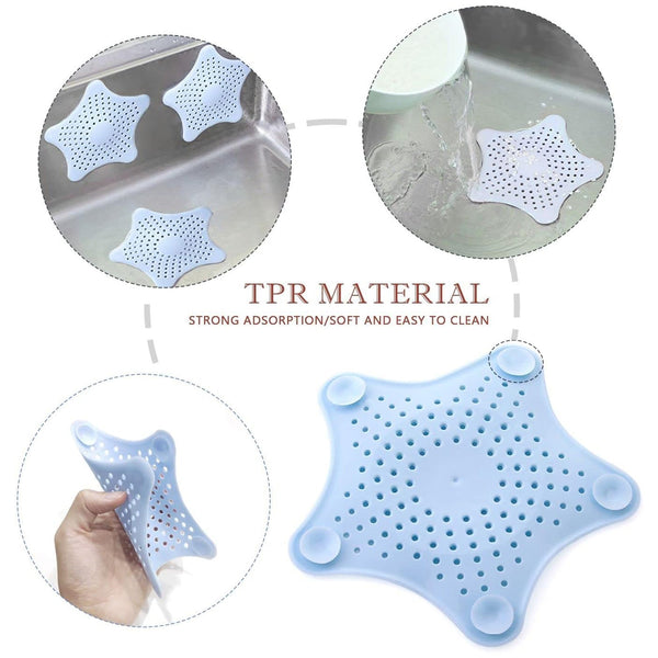 0830  Star Shape Suction Cup Kitchen Bathroom Sink Drain Strainer Hair Stopper Filter Star Shaped Sink Filter Bathroom Hair Catcher Drain Strainers Cover Trap Basin(Mix Color 1 Pc)