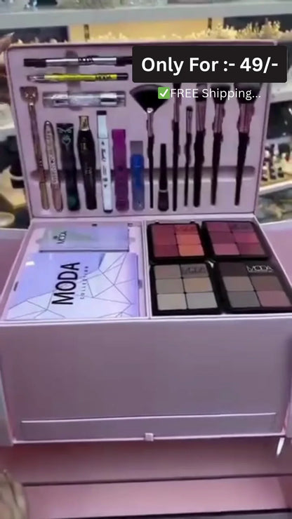All-in-One Professional Makeup Kit with Eyeshadow Palettes, Lipsticks, Brushes, Eyeliners, Skincare Essentials & Storage Box – Ideal for Beginners and Experts Alike