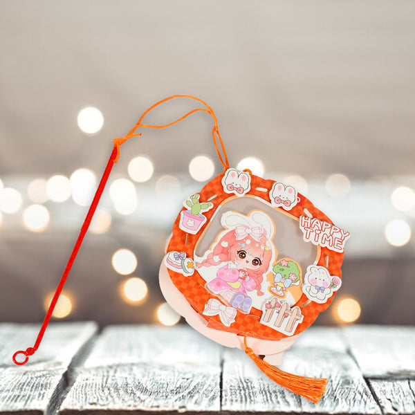 17507 Diy Traditional Lanterns Handmade Cartoon Paper Lanterns Antique Portable Lantern Hollow-out Projection Luminescent Led Lamp Diy Hanging Paper Lanterns For Festival Party Decor