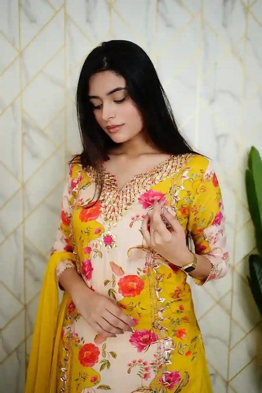 Floral Indian One Piece Dupatta Set