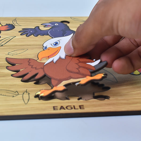 Wooden Bird Puzzle Learning Educational Board (1 Set  2820 Cm)