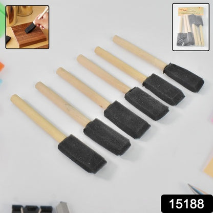 Multipurpose Sponge Brushes For Painting With Wooden Handles (6 Pcs Set)