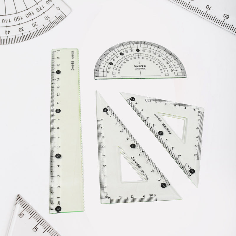 4-piece Geometry Set Triangle Ruler Protractor Straight Ruler