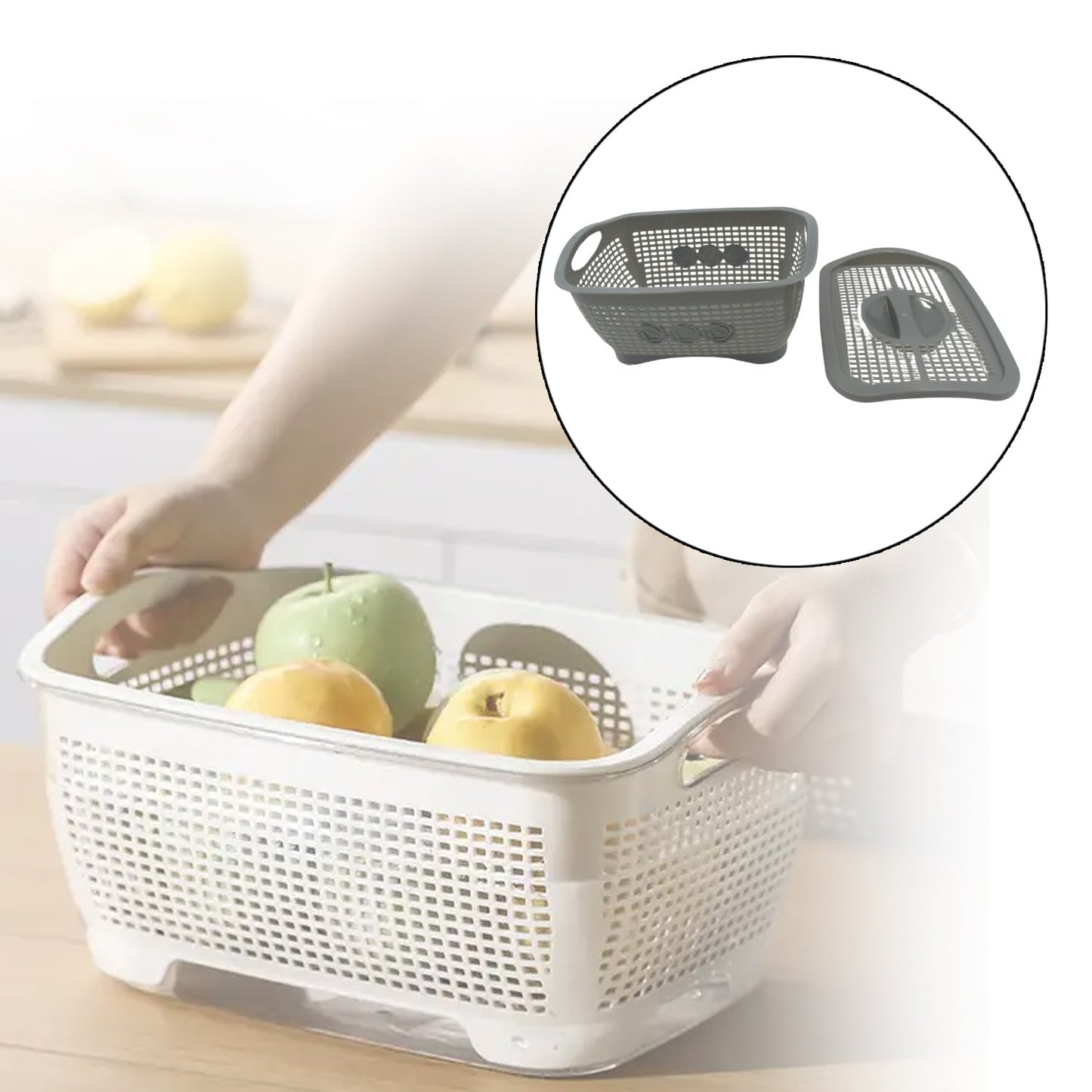 5546 Multipurposes Plastic Basket Organizer For Kitchen Countertop Cabinet Bathroom With Lid Plastic Storage Basket For Store Fruits Vegetables Magazines Cosmetics Stationary (1 Pc  Mix Color )