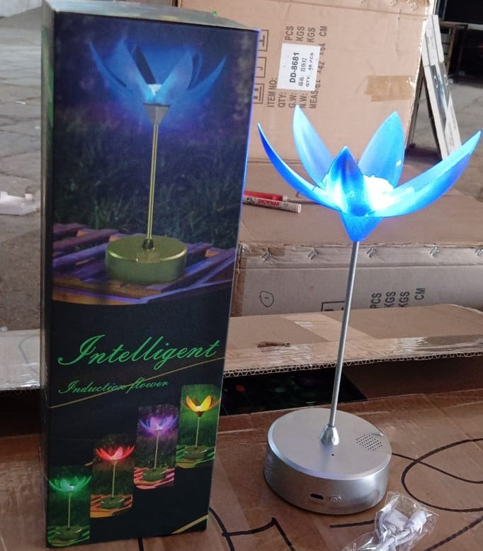 13074 Lotus Flower Lamp With Music Touch Open And Close Usb Rechargeable (1 Pc)