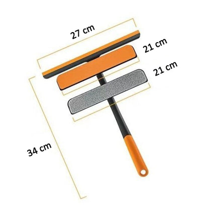 6087a Plastic 3 In 1 Rotatable Double Side Design Cleaning Brush Glass Wiper For Glass Window Car Window Mirror Floor (Multicolor)