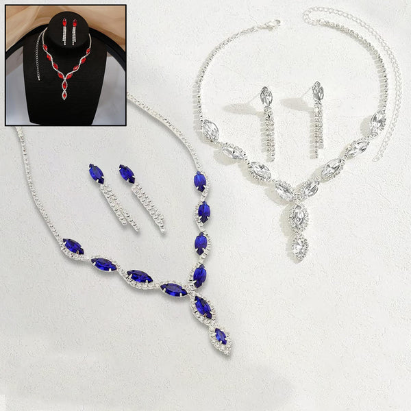 Necklace And Earrings Set Wedding Jewelry Set (1 Set  Mix Color)