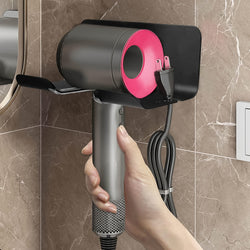 Hair Dryer Holder Wall Mounted Space Plastic Drill Blow Dryer Organizer Rack For Hair Tool Bedroom Bathroom