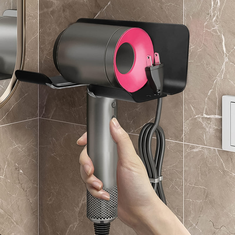 Hair Dryer Holder Wall Mounted Space Plastic Drill Blow Dryer Organizer Rack For Hair Tool Bedroom Bathroom