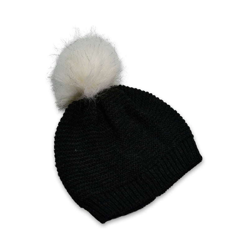 6342 Mens And Womens Skull Slouchy Winter Woolen Knitted Black Inside Fur Beanie Cap.