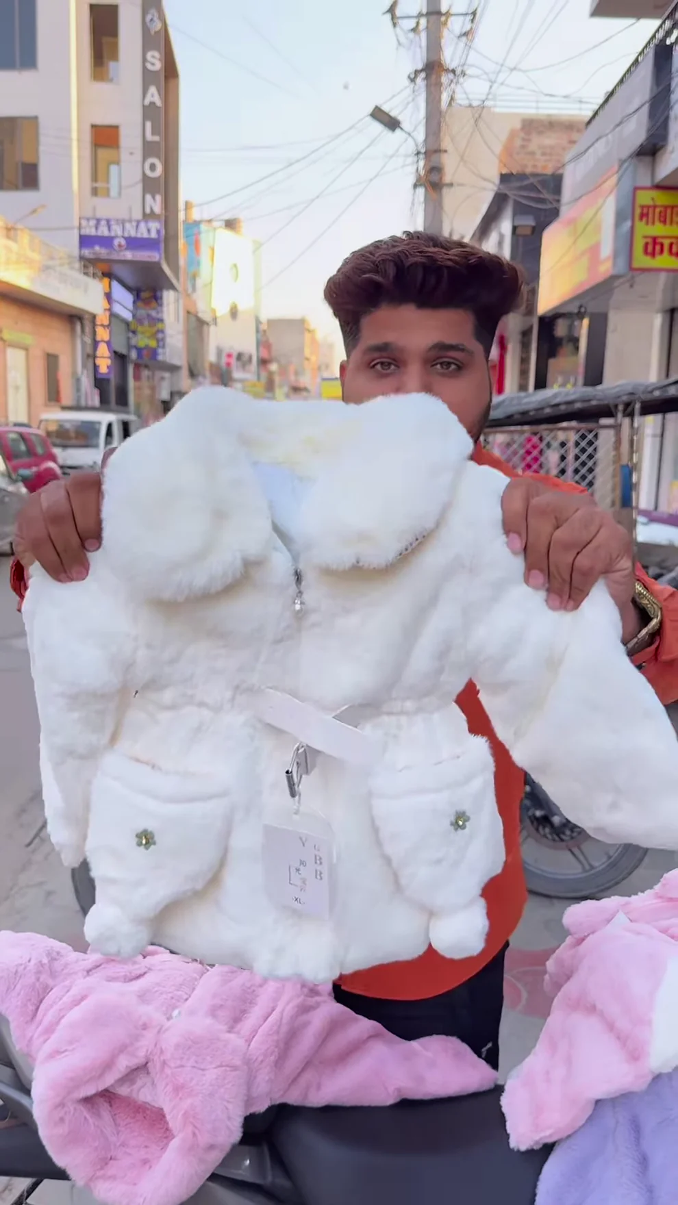 Kids’ Winter Jackets 🧸❄️ With Plush Texture & Toy Accents – Purple, White & Pink Variants
